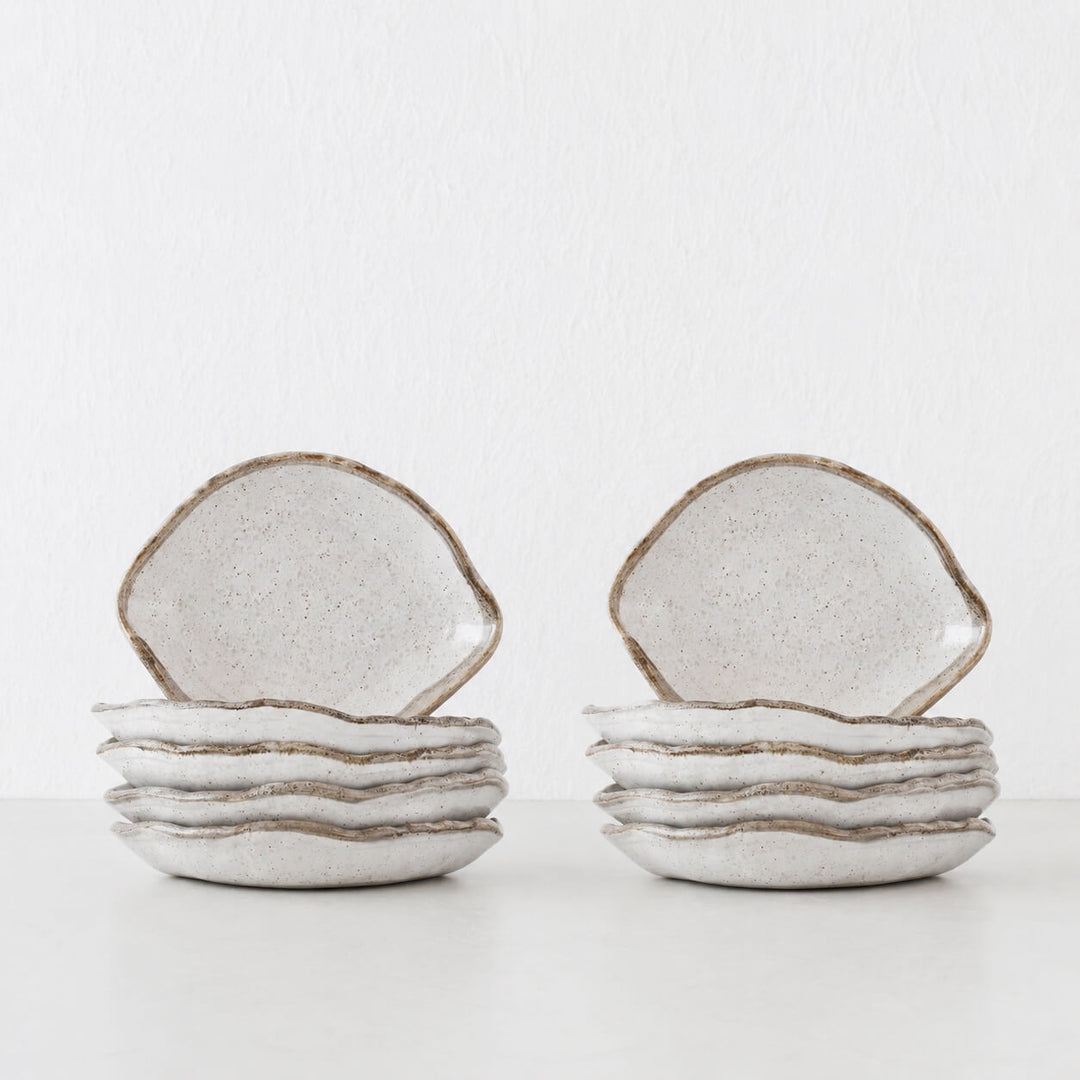 SHIROKARATSU CERAMIC LEAF PLATE BUNDLE x10  |  NATURAL GLAZE  |  17CM