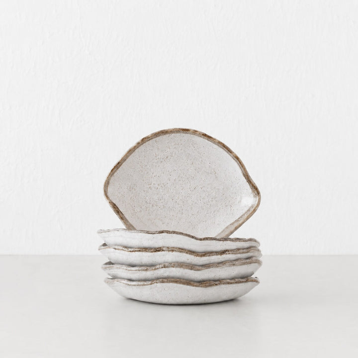 SHIROKARATSU CERAMIC LEAF PLATE BUNDLE x5  |  NATURAL GLAZE  |  17CM