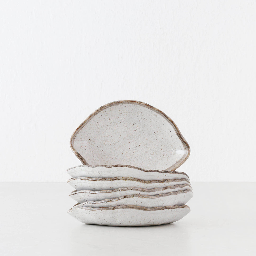 SHIROKARATSU CERAMIC LEAF PLATE  |  BUNDLE X6  |  NATURAL GLAZE  |  17CM