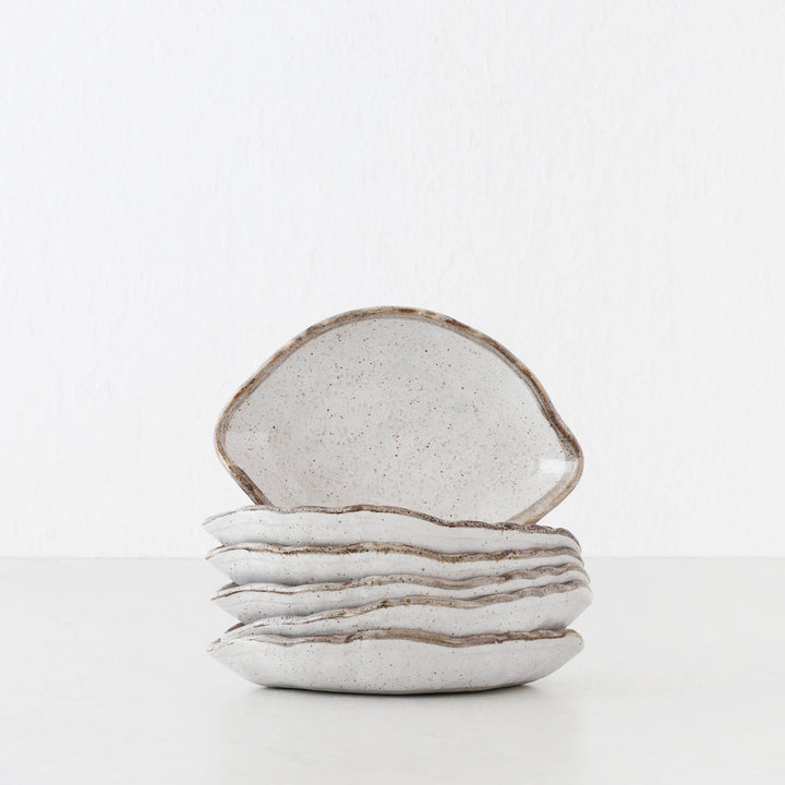 SHIROKARATSU CERAMIC LEAF PLATE  |  BUNDLE X6  |  NATURAL GLAZE  |  17CM