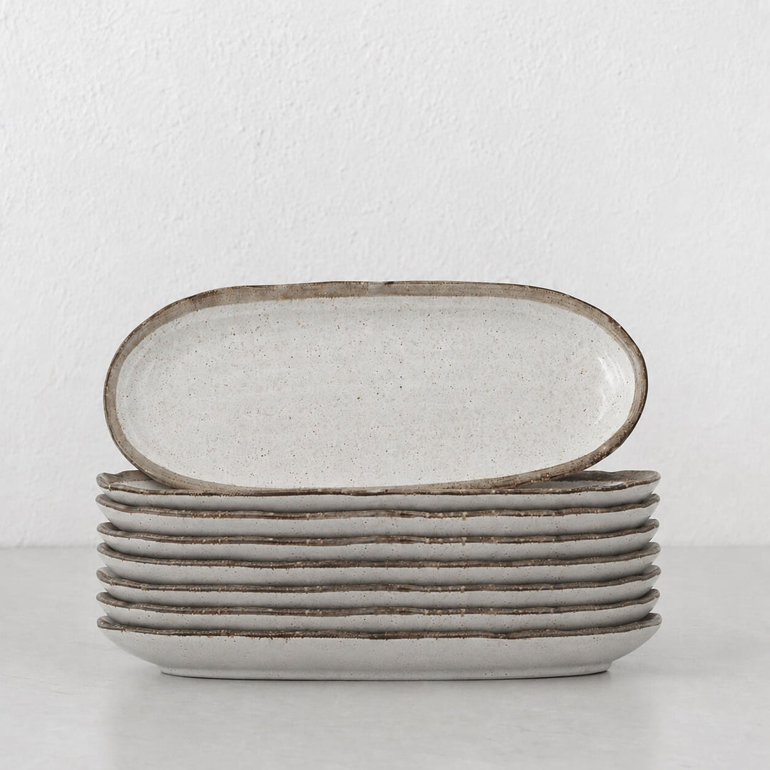 SHIROKARATSU CERAMIC LONG SERVING PLATE BUNDLES  |  NATURAL GLAZE  |  29CM