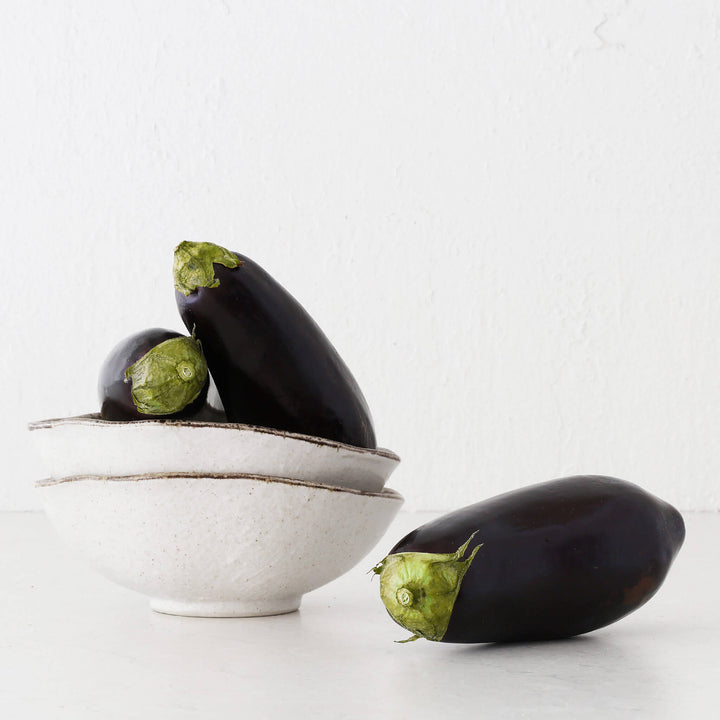 SHIROKARATSU CERAMIC MEDIUM BOWL  |  BUNDLE X2  |  NATURAL GLAZE |  21CM