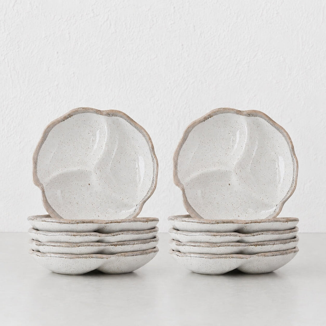 SHIROKARATSU CERAMIC SMALL TRIO DISH BUNDLE x10  |  NATURAL GLAZE  |  18CM