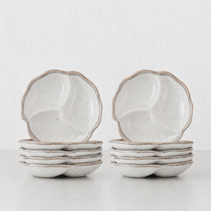 SHIROKARATSU CERAMIC SMALL TRIO DISH BUNDLE x10  |  NATURAL GLAZE  |  18CM