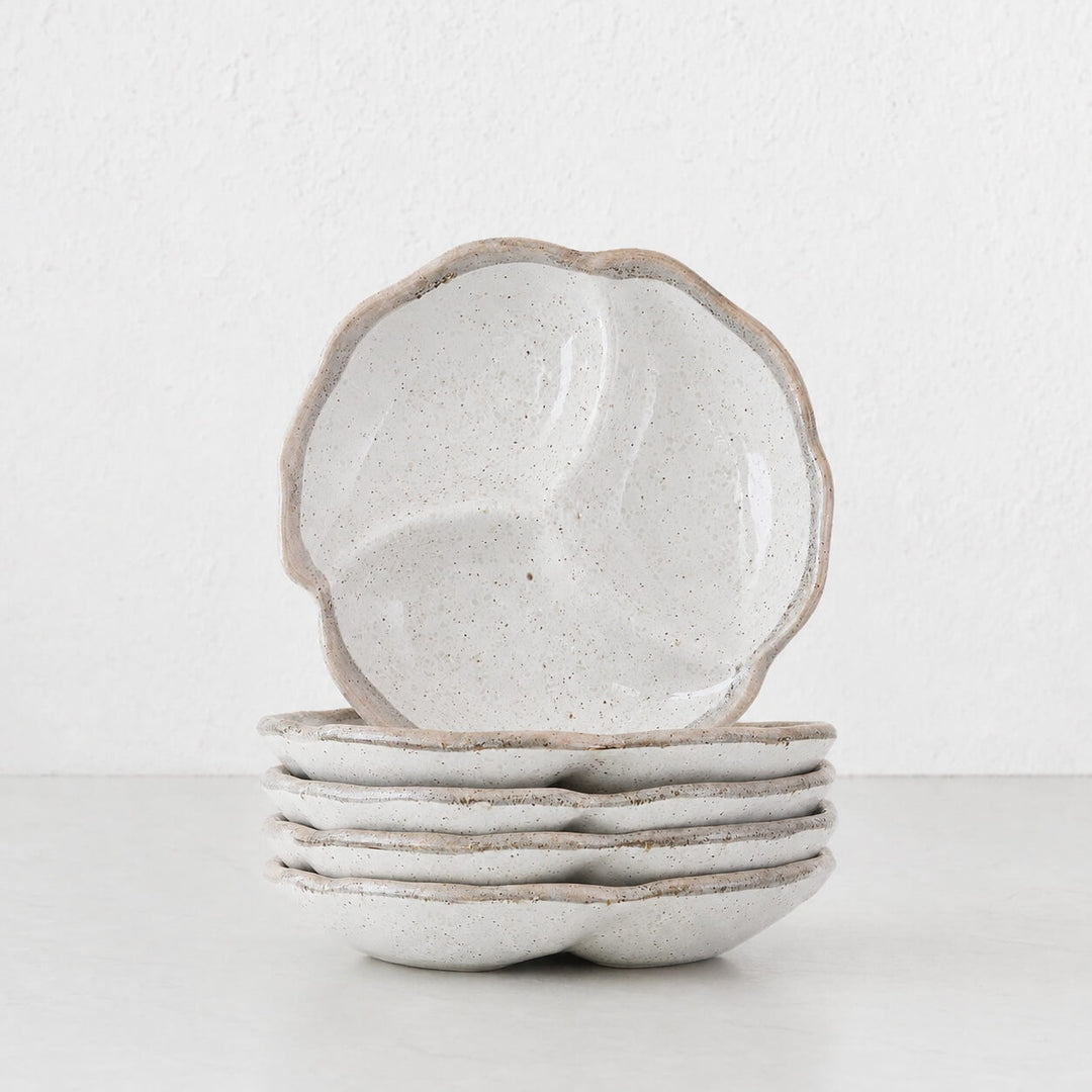 SHIROKARATSU CERAMIC SMALL TRIO DISH BUNDLE x5  |  NATURAL GLAZE  |  18CM