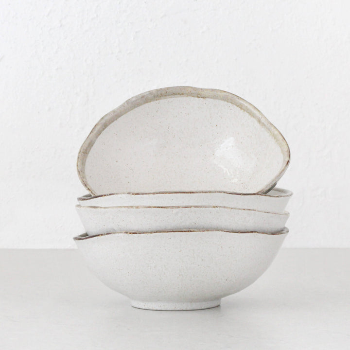 SHIROKARATSU CERAMIC LARGE BOWL  |  BUNDLE X4  |  NATURAL GLAZE  |  24CM