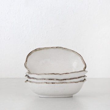SHIROKARATSU CERAMIC LARGE OVAL BOWL  |  BUNDLE X4  |  NATURAL GLAZE |  25CM