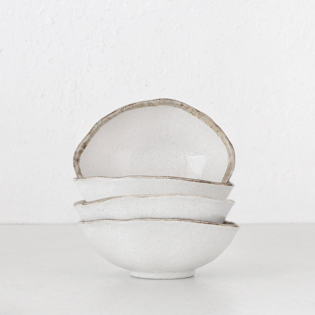 SHIROKARATSU CERAMIC MEDIUM BOWL | BUNDLE X4 | NATURAL GLAZE | 21CM