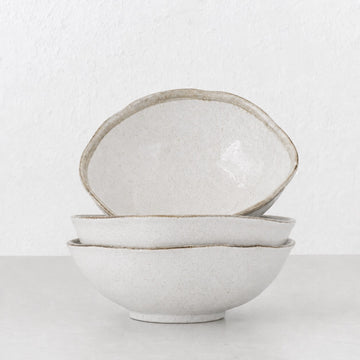 SHIROKARATSU CERAMIC LARGE  BOWL BUNDLE x3  |  NATURAL GLAZE  |  24CM
