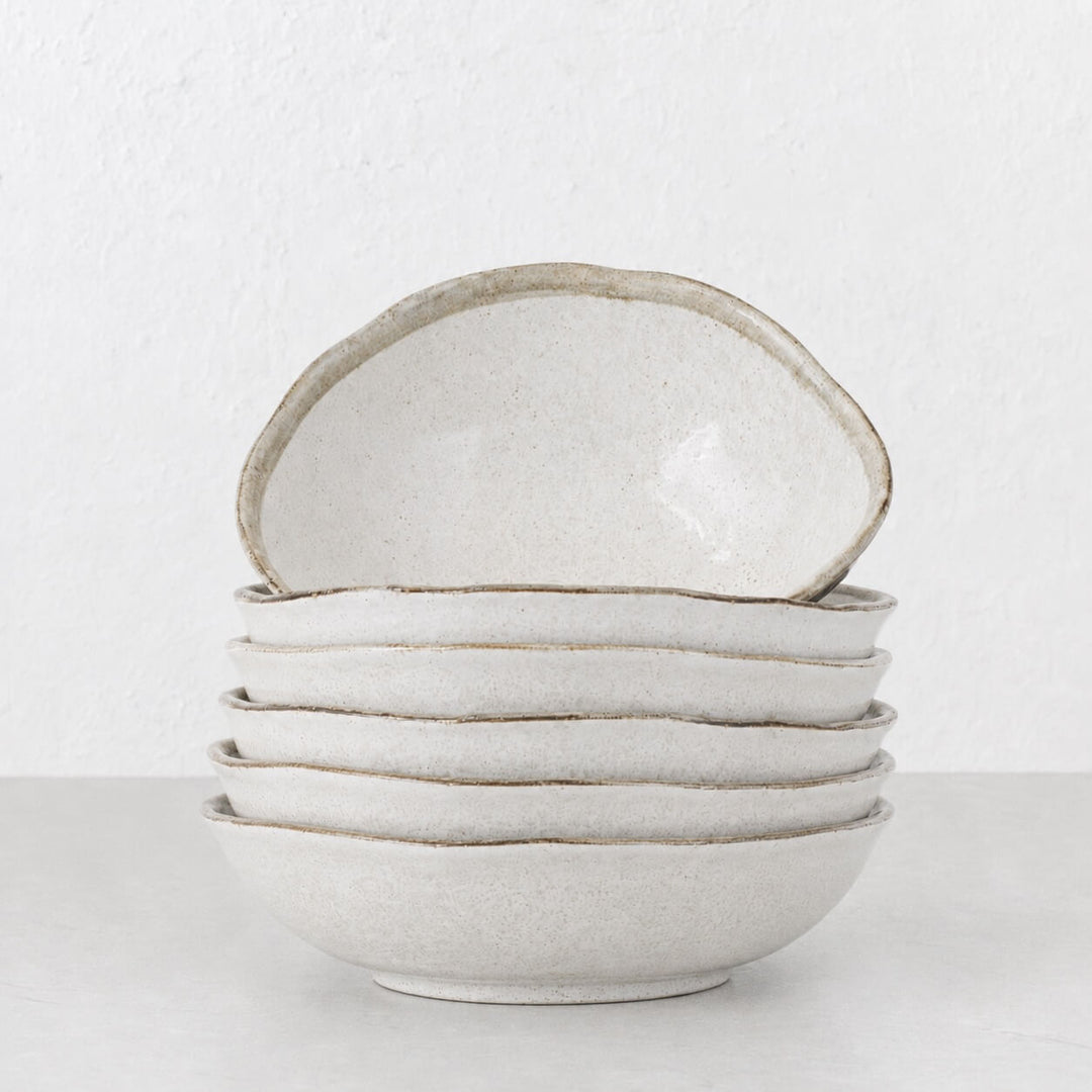 SHIROKARATSU CERAMIC LARGE  BOWL BUNDLE x6  |  NATURAL GLAZE  |  24CM