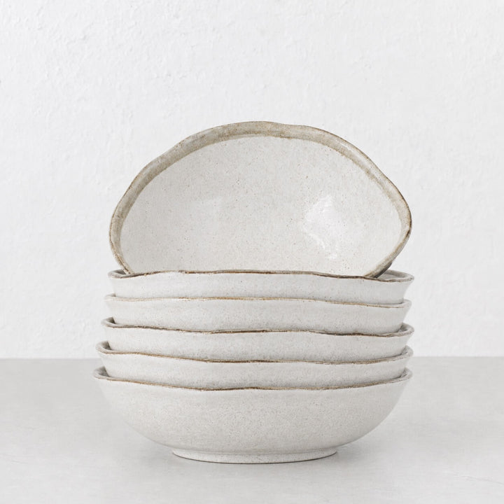 SHIROKARATSU CERAMIC LARGE  BOWL BUNDLE x6  |  NATURAL GLAZE  |  24CM