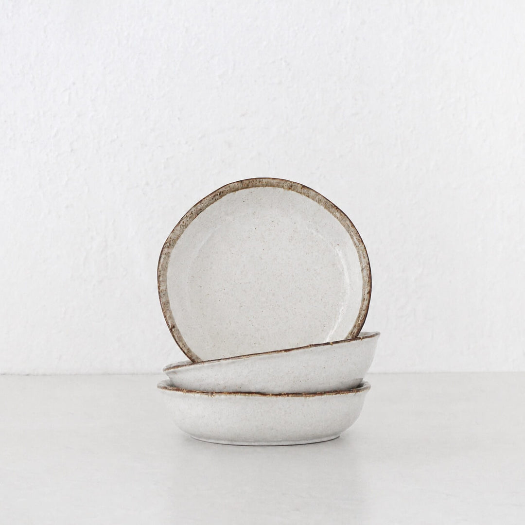 SHIROKARATSU CERAMIC LARGE DISH BUNDLE x3  |  NATURAL GLAZE  |  19CM