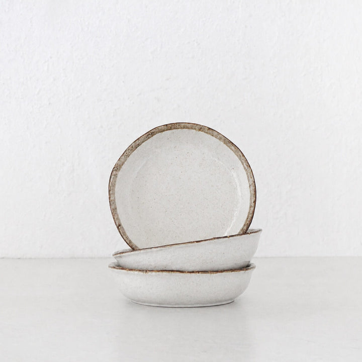 SHIROKARATSU CERAMIC LARGE DISH BUNDLE x3  |  NATURAL GLAZE  |  19CM