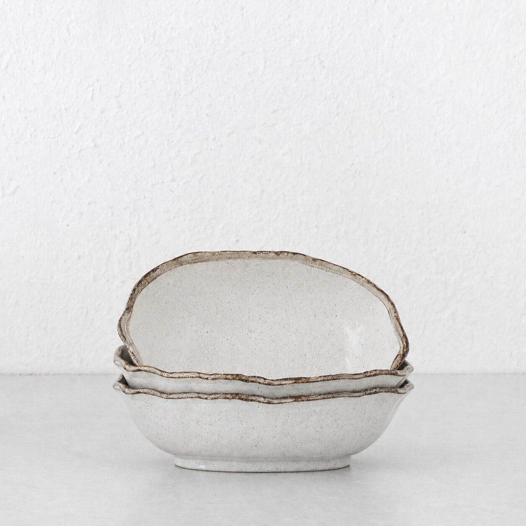SHIROKARATSU CERAMIC LARGE OVAL BOWL BUNDLE x3  |  NATURAL GLAZE  |  25CM_cg