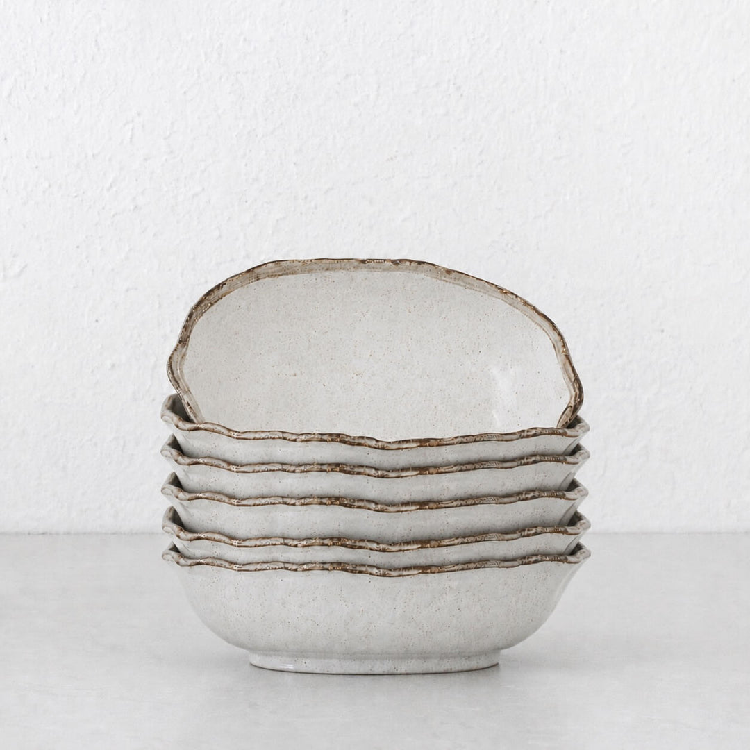 SHIROKARATSU CERAMIC LARGE OVAL BOWL BUNDLE x6  |  NATURAL GLAZE  |  25CM_cg