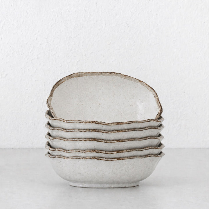 SHIROKARATSU CERAMIC LARGE OVAL BOWL BUNDLE x6  |  NATURAL GLAZE  |  25CM_cg