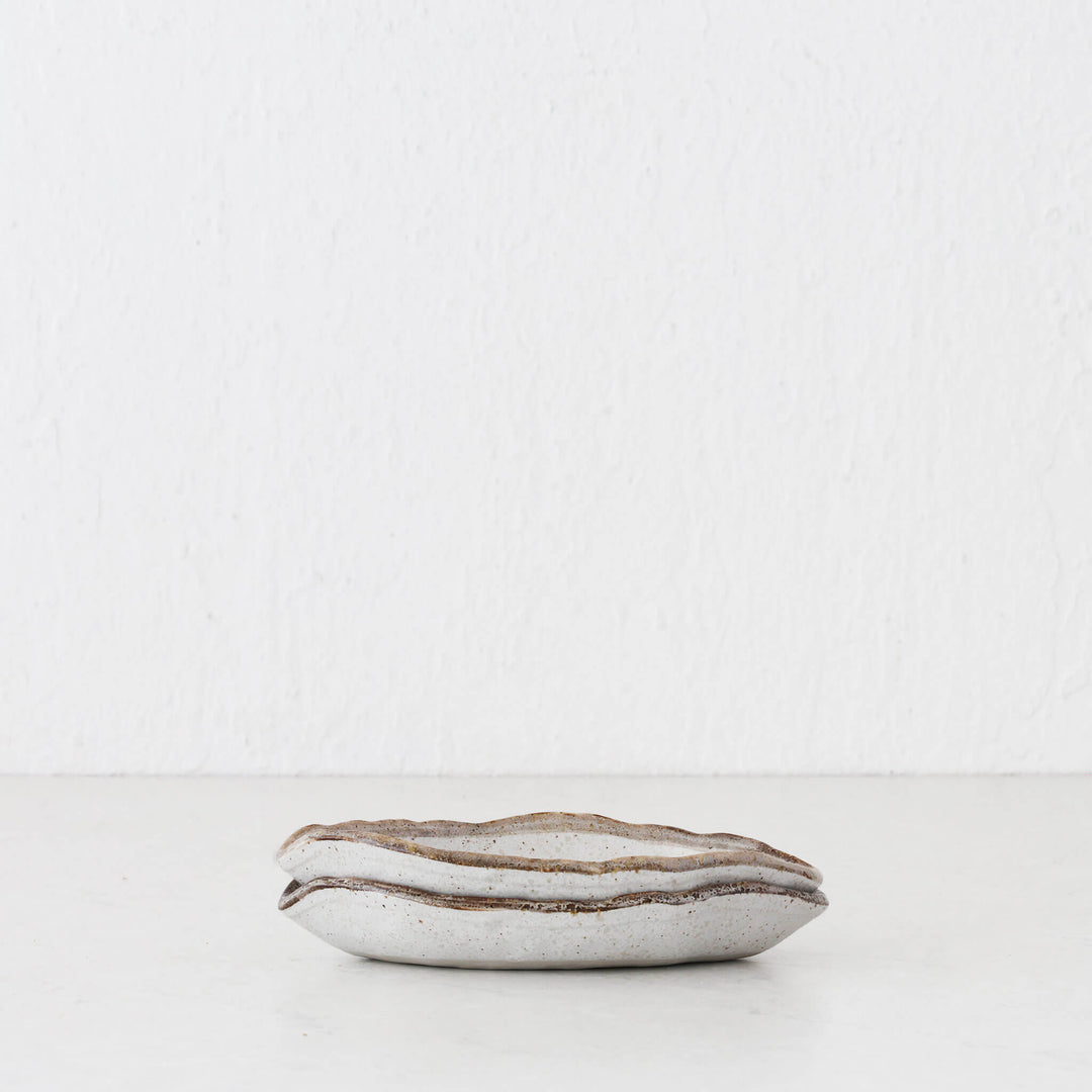 SHIROKARATSU CERAMIC LEAF PLATE  |  BUNDLE X2  |  NATURAL GLAZE  |  17CM