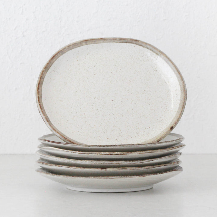 SHIROKARATSU CERAMIC LARGE OVAL PLATE BUNDLE x6|  NATURAL GLAZE  |  27CM