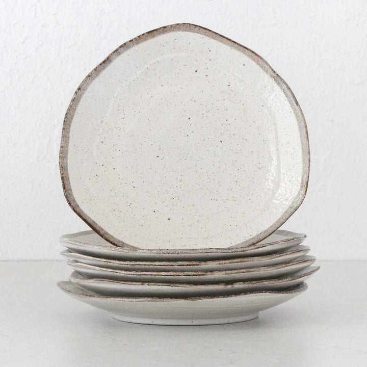 SHIROKARATSU CERAMIC LARGE TRIANGULAR PLATTER BUNDLE x6  |  NATURAL GLAZE  |  27CM