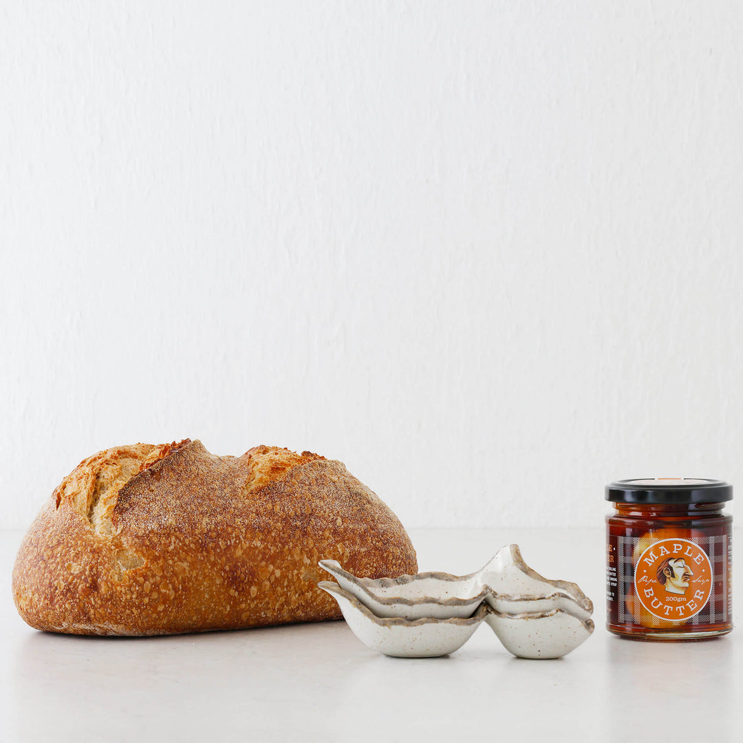 SHIROKARATSU CERAMIC LEAF DISH  |  BUNDLE X2  |  NATURAL GLAZE | 13.5CM