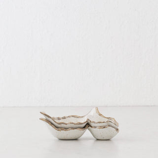 SHIROKARATSU CERAMIC LEAF DISH  |  BUNDLE X2  |  NATURAL GLAZE | 13.5CM