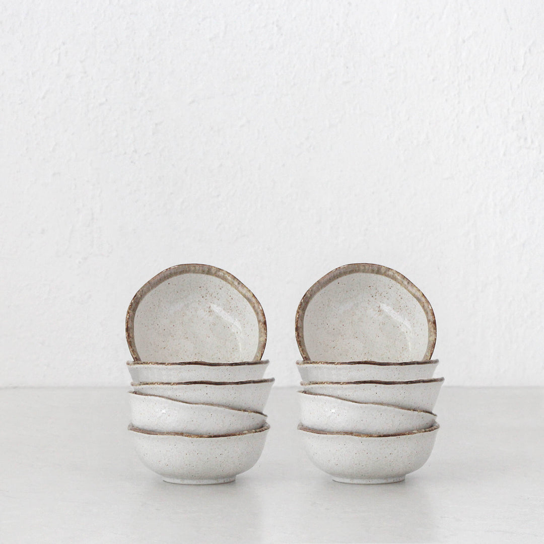 SHIROKARATSU CERAMIC SMALL DISH BUNDLE X10  |  NATURAL GLAZE  |  8.5CM