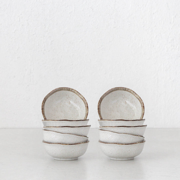 SHIROKARATSU CERAMIC SMALL DISH BUNDLE X10  |  NATURAL GLAZE  |  8.5CM