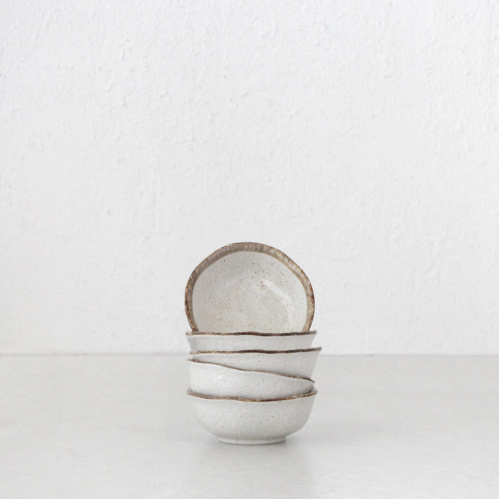 SHIROKARATSU CERAMIC SMALL DISH BUNDLE x5  |  NATURAL GLAZE  |  8.5CM