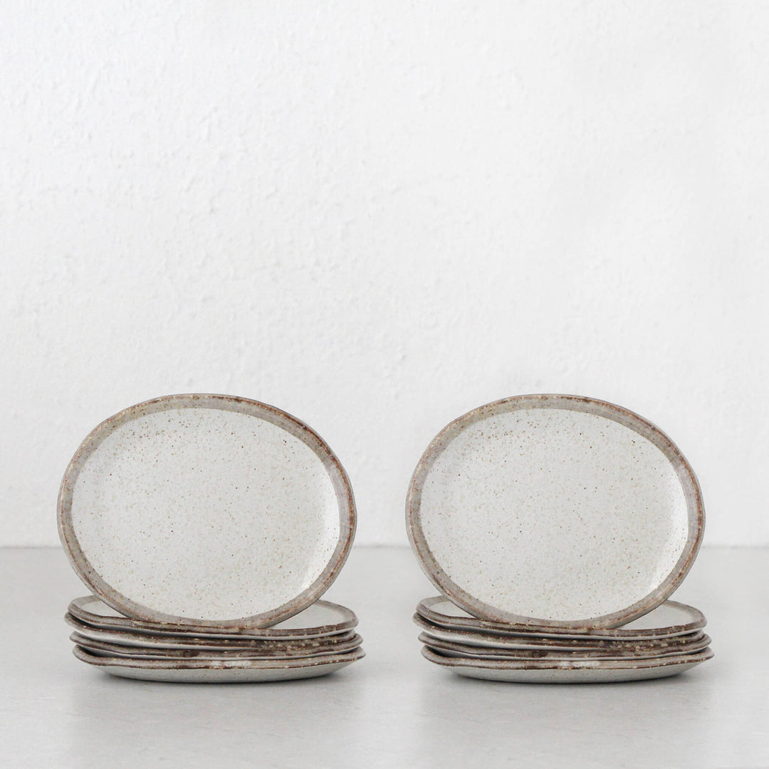 SHIROKARATSU CERAMIC SMALL OVAL PLATE BUNDLE x10  |  NATURAL GLAZE  |  17.5CM