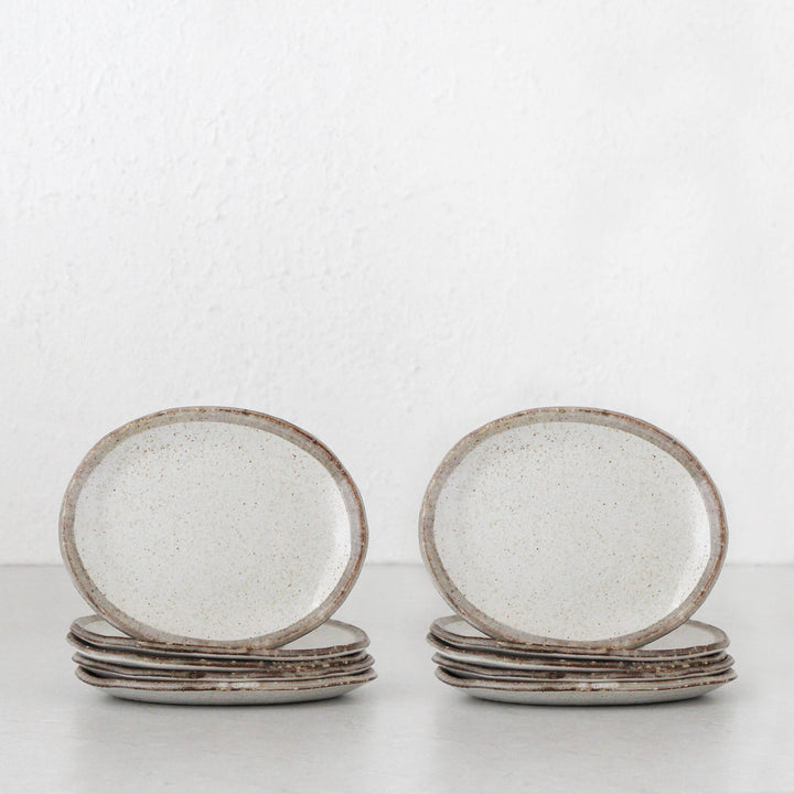 SHIROKARATSU CERAMIC SMALL OVAL PLATE BUNDLE x10  |  NATURAL GLAZE  |  17.5CM