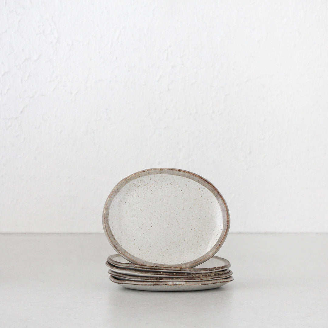 SHIROKARATSU CERAMIC SMALL OVAL PLATE BUNDLES x5 |  NATURAL GLAZE  |  17.5CM