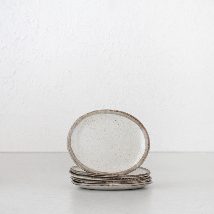SHIROKARATSU CERAMIC SMALL OVAL PLATE BUNDLES x5 |  NATURAL GLAZE  |  17.5CM