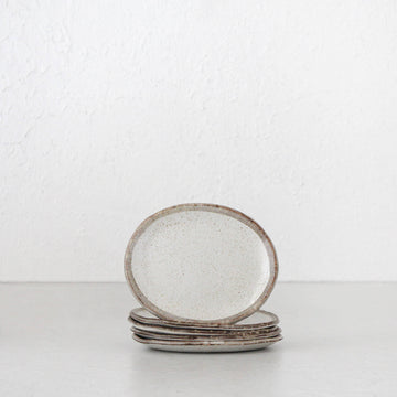 SHIROKARATSU CERAMIC SMALL OVAL PLATE BUNDLES x5 |  NATURAL GLAZE  |  17.5CM