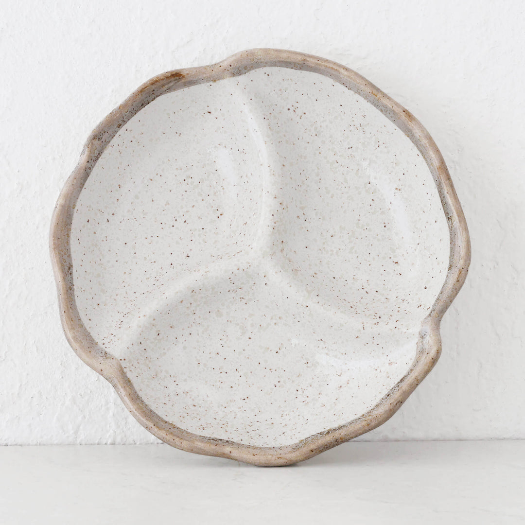 Shirokaratsu Ceramic Small Trio Dish  |  Natural Glaze  |  18cm