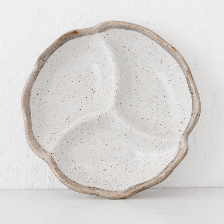 Shirokaratsu Ceramic Small Trio Dish  |  Natural Glaze  |  18cm
