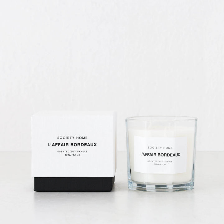 SOCIETY HOME  |  SCENTED SOY CANDLE  |  400G   |  L'AFFAIR BORDEAUX