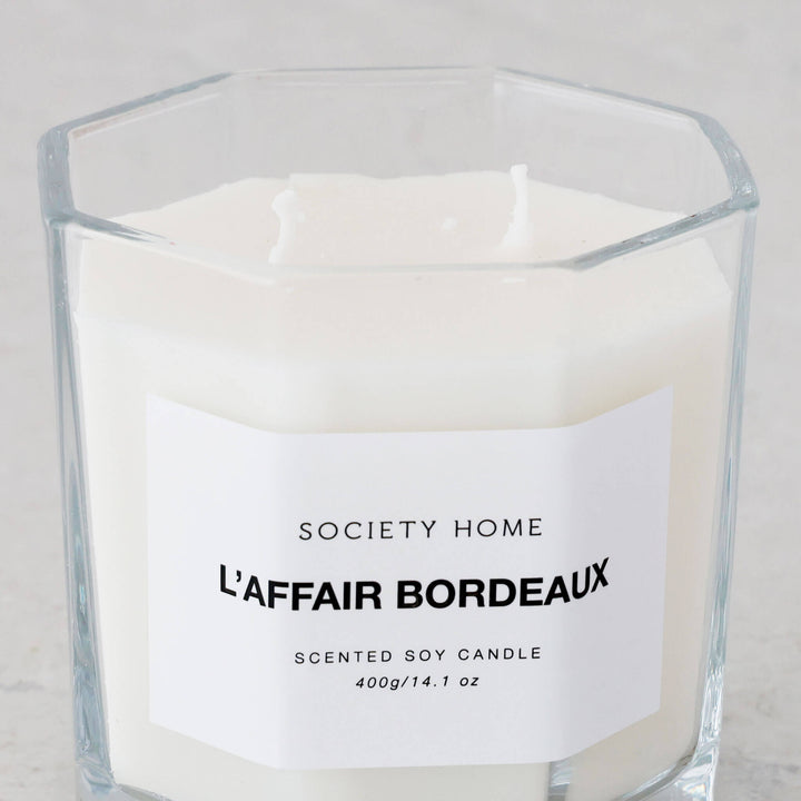 SOCIETY HOME  |  SCENTED SOY CANDLE  |  400G   |  L'AFFAIR BORDEAUX
