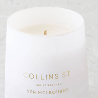 SOH MELBOURNE  |  SOY WAX CANDLE  |  COLLINS ST MATTE WHITE CLOSE UP