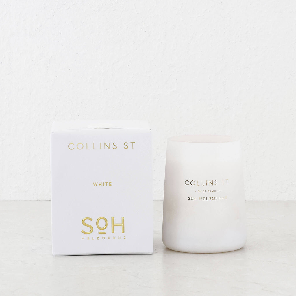 SOH MELBOURNE | SOY WAX CANDLE | COLLINS ST MATTE WHITE IN STOCK