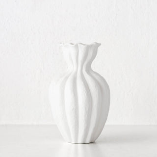LIVING BY DESIGN EXCLUSIVE  |  SOLTZE CERAMIC VASE  |  MEDIUM  |  NATURAL WHITE CERAMIC
