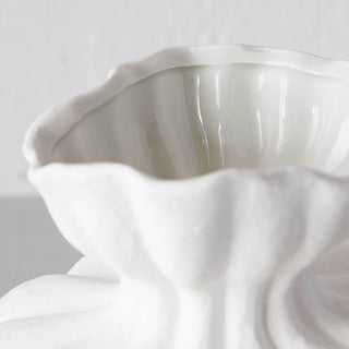 LIVING BY DESIGN EXCLUSIVE  |  SOLTZE CERAMIC VASE CLOSE UP TOP|  NATURAL WHITE CERAMIC
