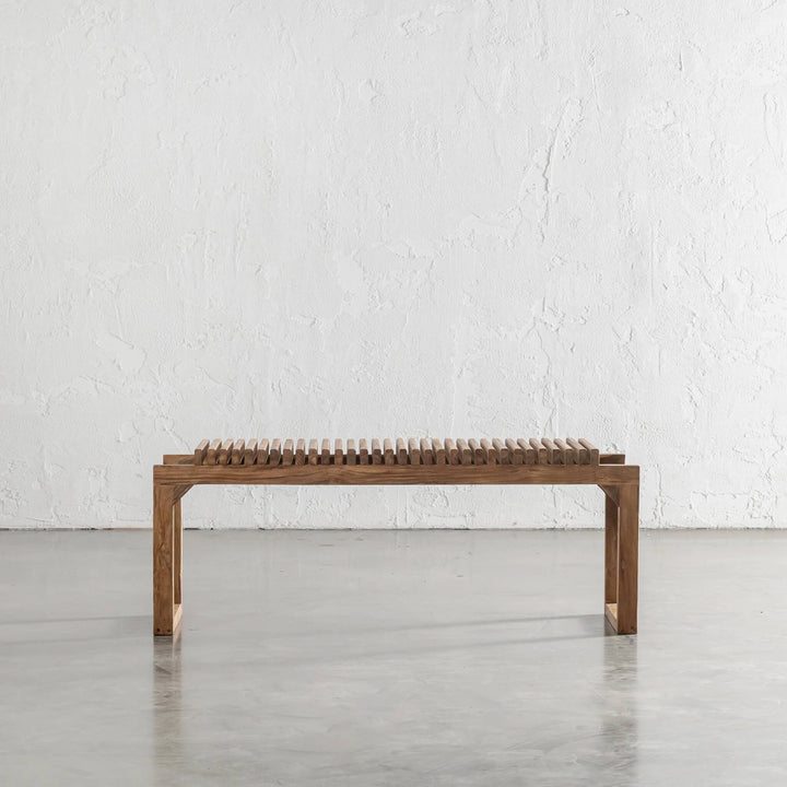 SORENSEN OSKI TEAK SLATTED BENCH 120CM