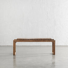 SORENSEN OSKI TEAK SLATTED BENCH SIDE VIEW