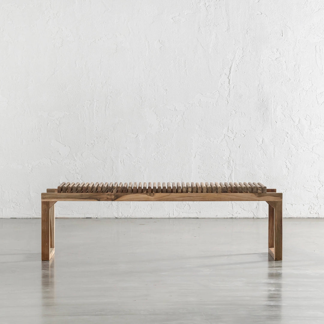 SORENSEN OSKI TEAK SLATTED BENCH 150CM