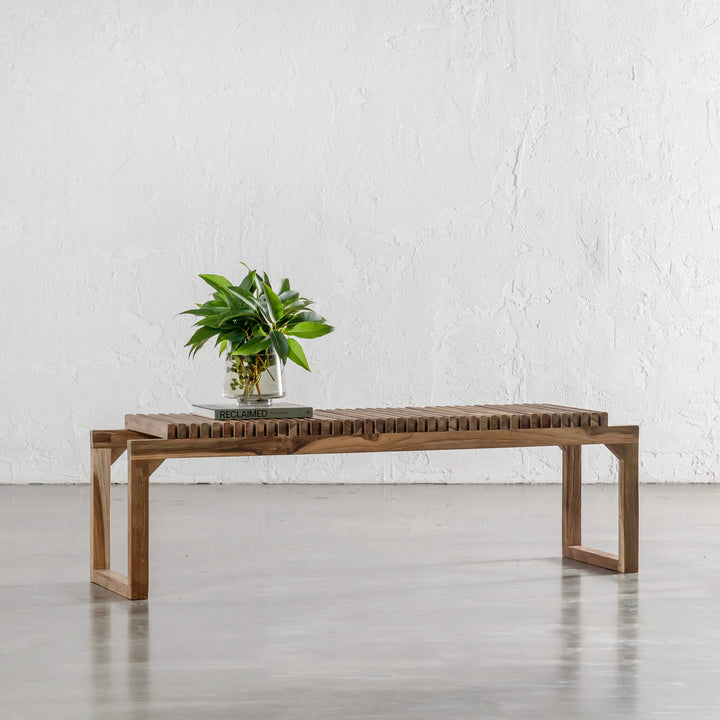 SORENSEN OSKI TEAK SLATTED BENCH 150CM