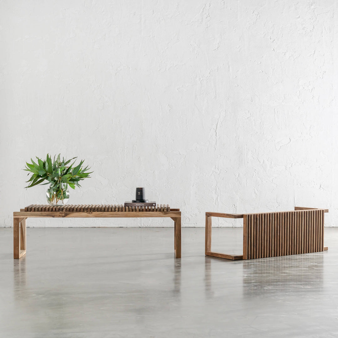 SORENSEN OSKI TEAK SLATTED BENCH 150CM