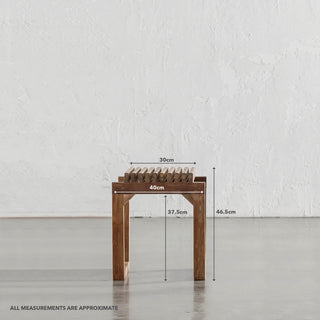 SORENSEN OSKI TEAK SLATTED STOOL | 40CM | MEASUREMENTS