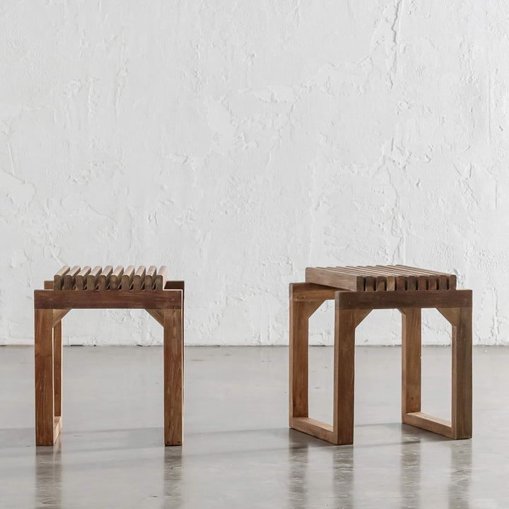 SORENSEN OSKI TEAK SLATTED STOOL 40CM