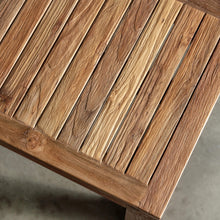 SORENSEN TEAK SLATTED BENCH CLOSEUP