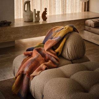 ST ALBANS ALPACA THROW RUG  |  DERBY | YELLOW + ORANGE + BLUE STYLED